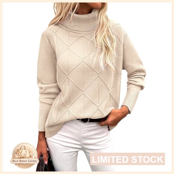 Turtleneck Sweater Chunky Knit Pullover Elegant Minimal Chic Fall Winter Tops